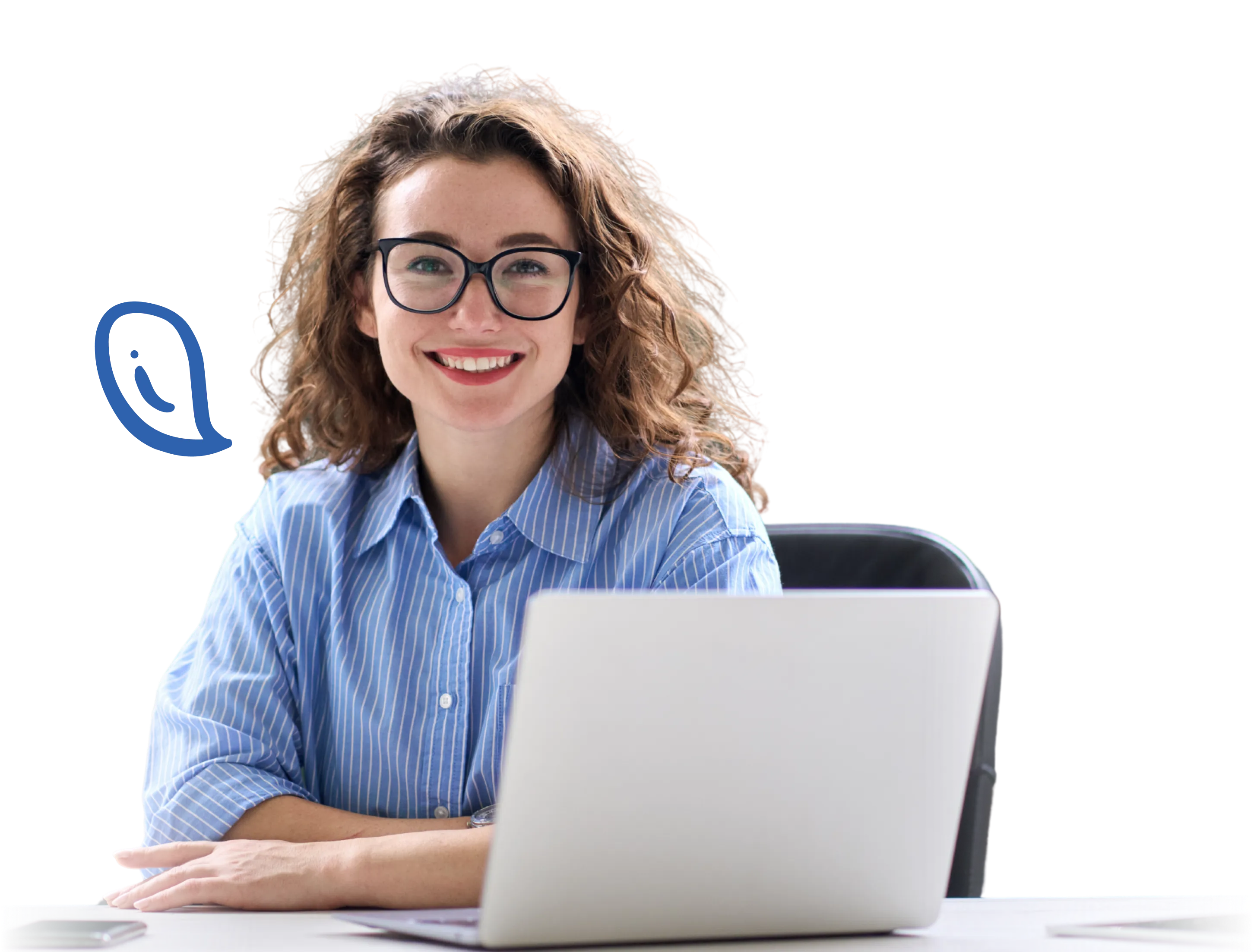 Teacher smiling with the laptop
