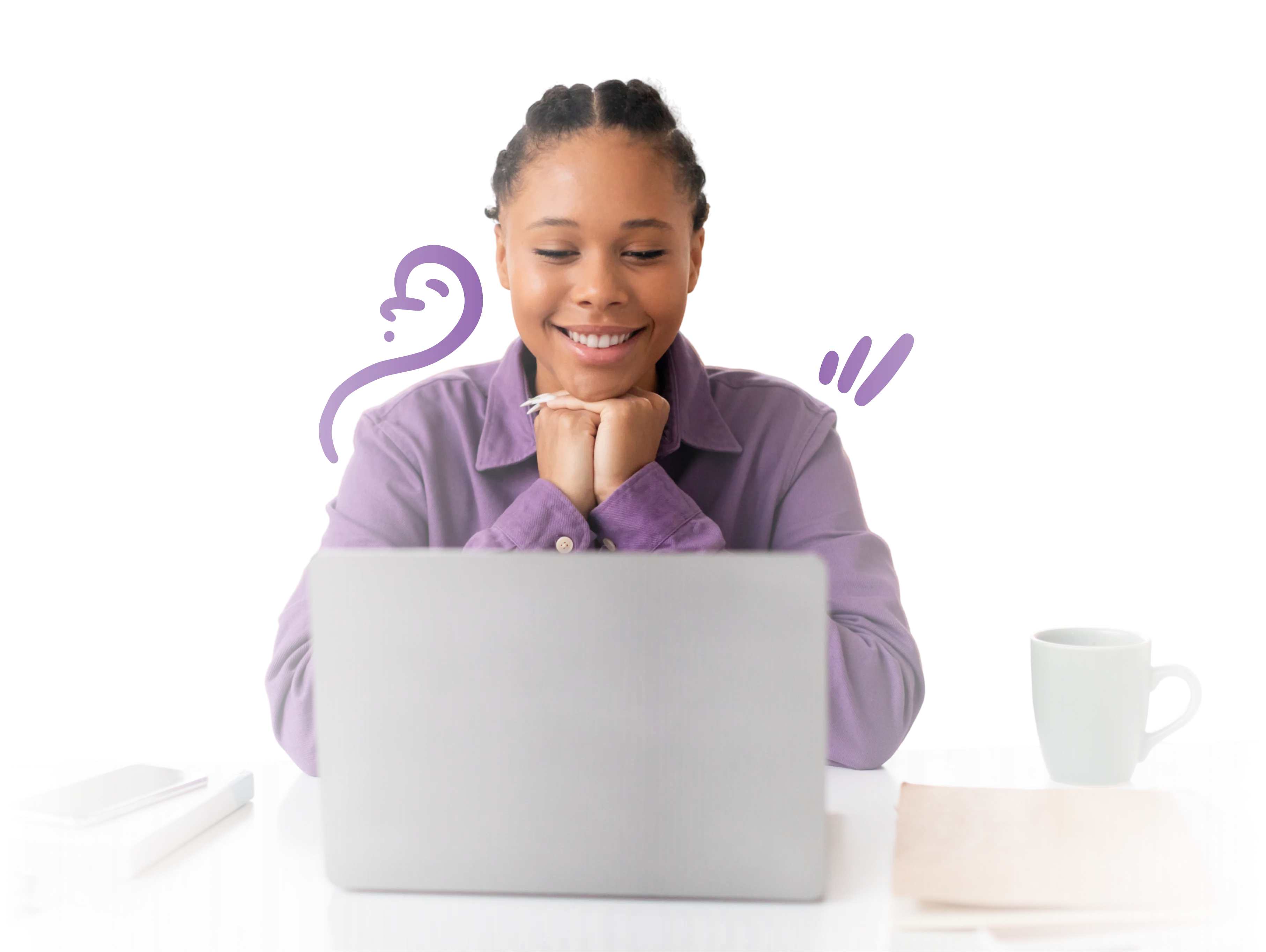 Teacher smiling at a laptop